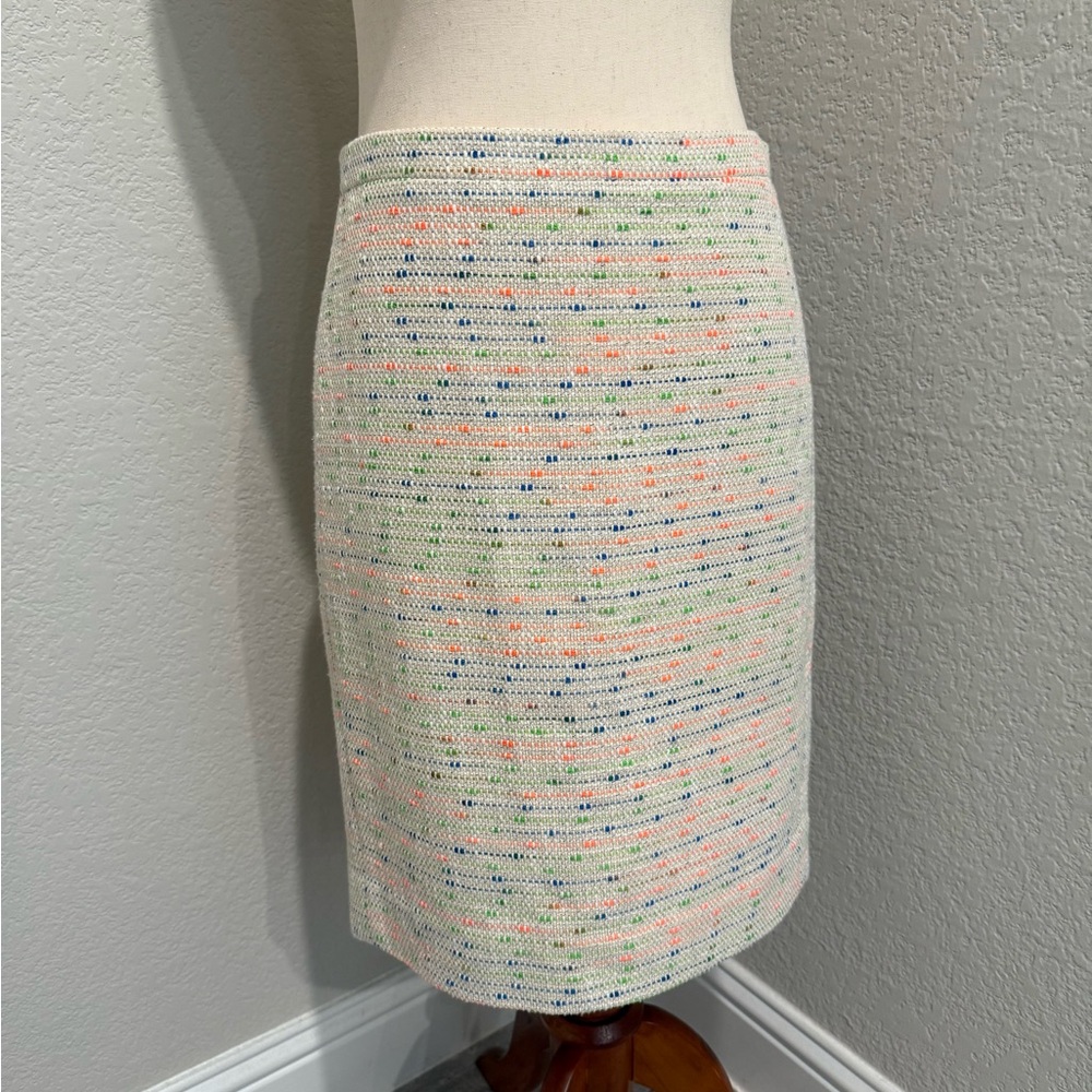 J. Crew Pink and Green Knee-Length Pencil Skirt